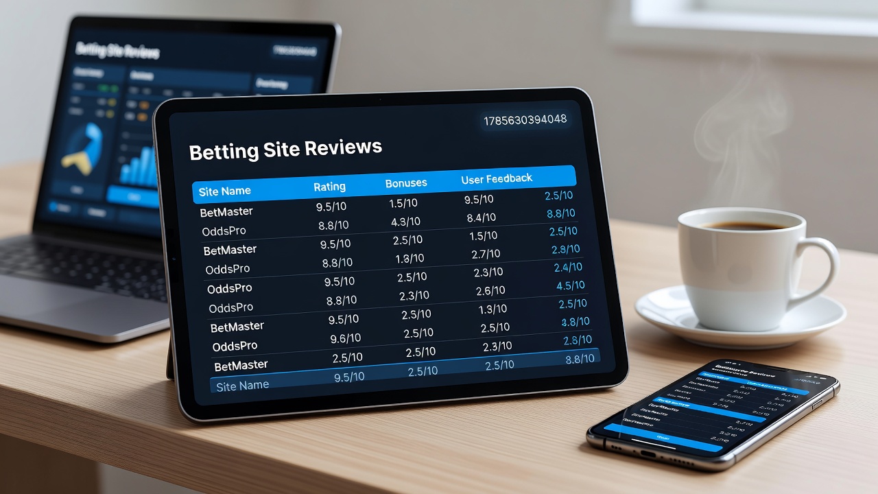 Mobile interface showing side-by-side betting site comparison metrics