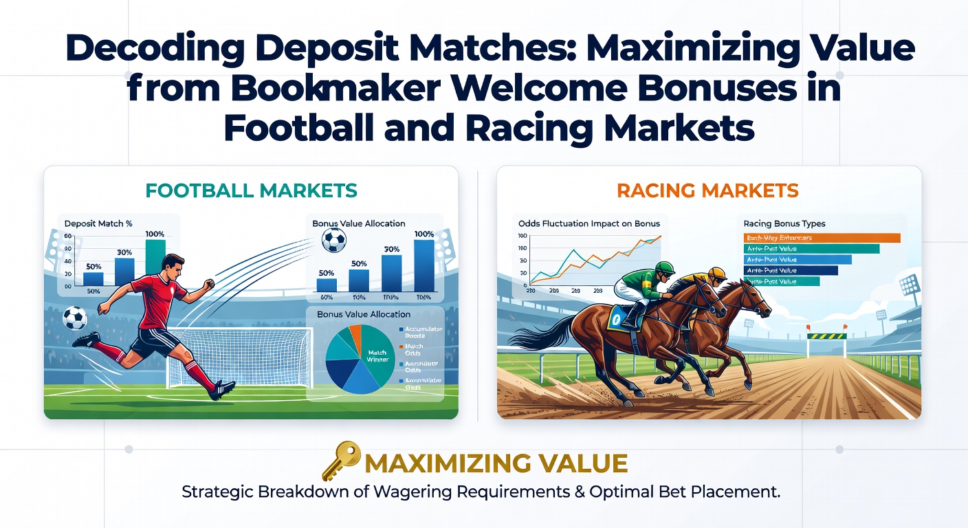 Graphic showing a deposit match bonus doubling a punter's initial stake on a soccer match and horse race bet slip