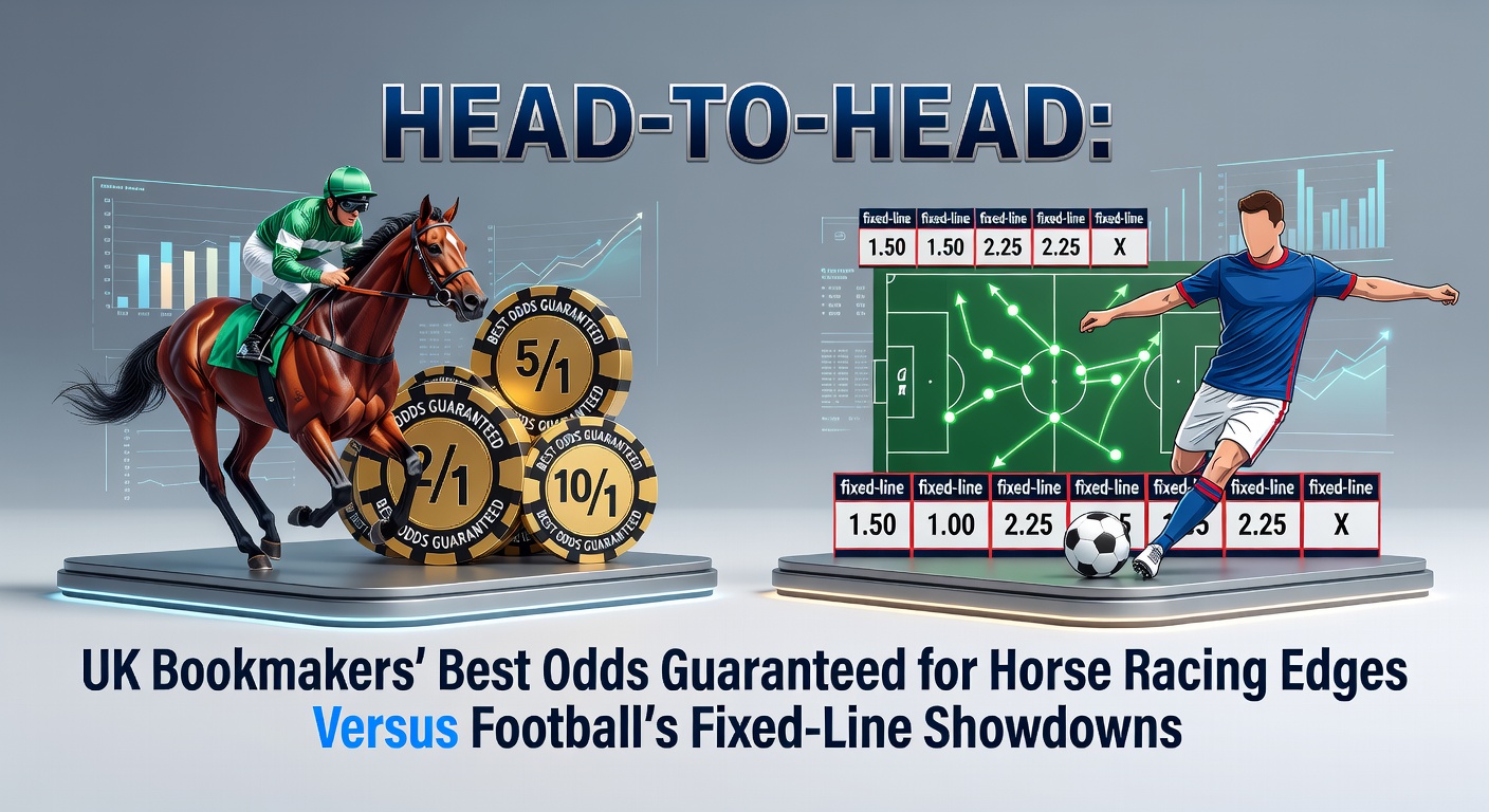 Horse racing starting gate with jockeys poised under bright track lights, evoking the thrill of Best Odds Guaranteed payouts