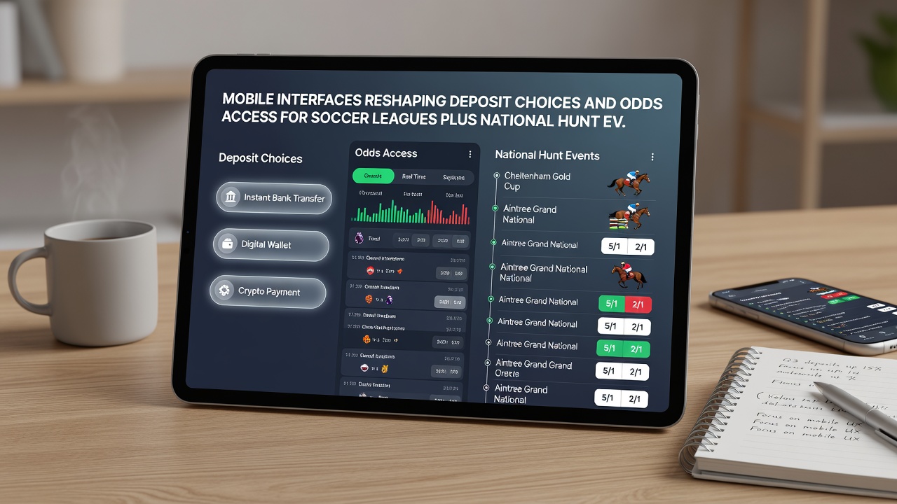 Smartphone displaying national hunt racing odds alongside quick deposit buttons in a mobile app