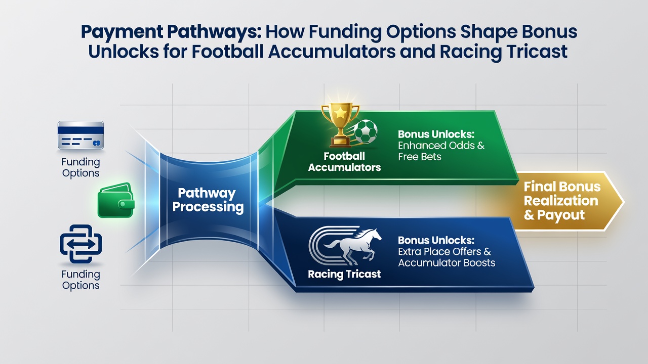 Illustration of a mobile betting interface displaying accumulator and tricast bet slips with payment confirmation prompts