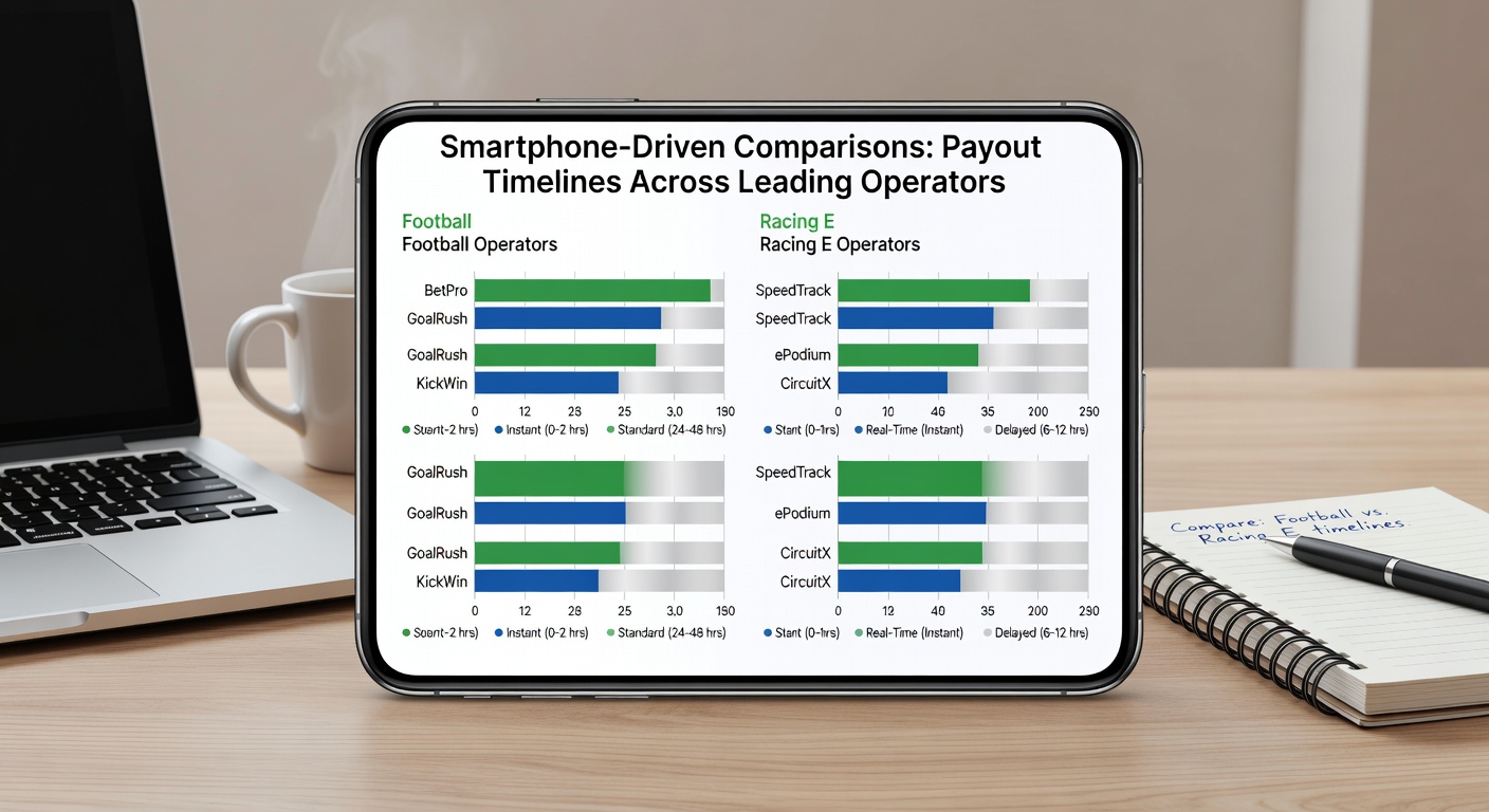 Comparison chart displayed on smartphone comparing payout speeds of different betting operators